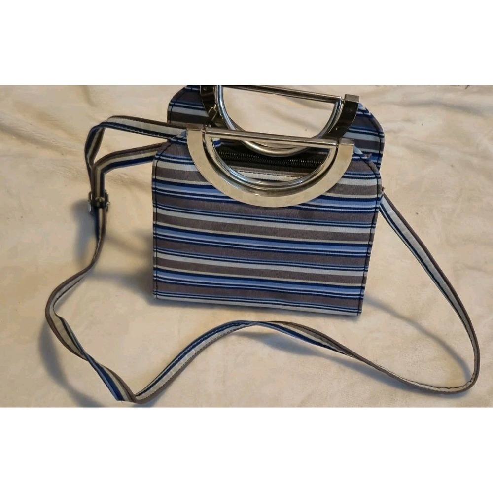 Retro‎ Striped Fabric Crossbody Purse | Silver Metal Handles Boho ✨
